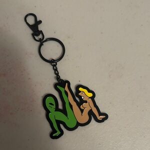 Funky Green and Yellow Character Keychain rip n dip high quality